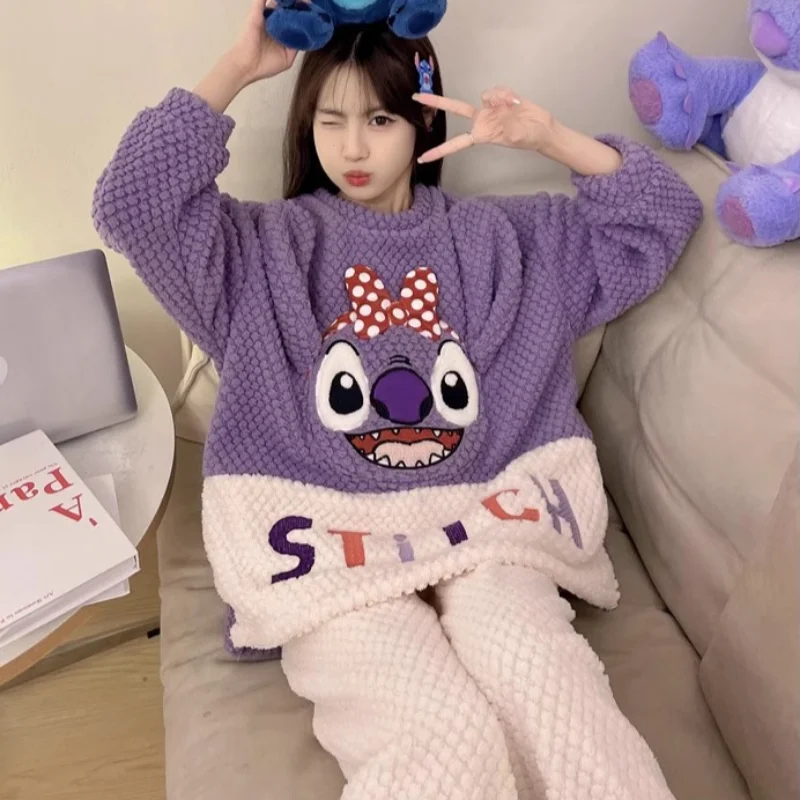 Disney schattige pyjama winterwarme en comfortabele tweedelige set Stitch loungewear Disney loungewear schattige Stitch pyjama