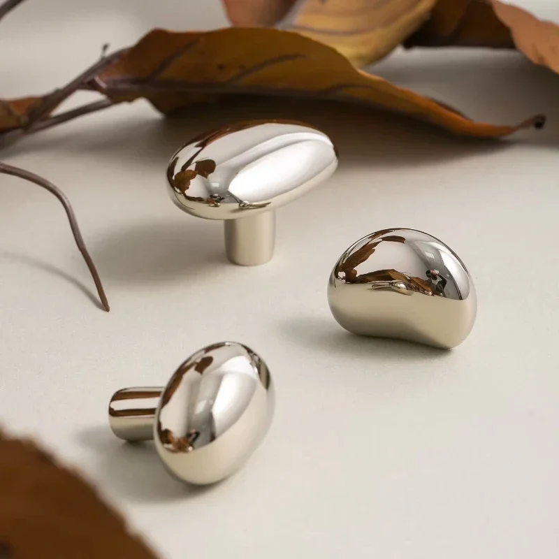 Creative Brass Wardrobe Knob Light Luxury Shoe Cabinet Irregular Small Handle Middle Ancient Style Pebble Cabinet Door Handle