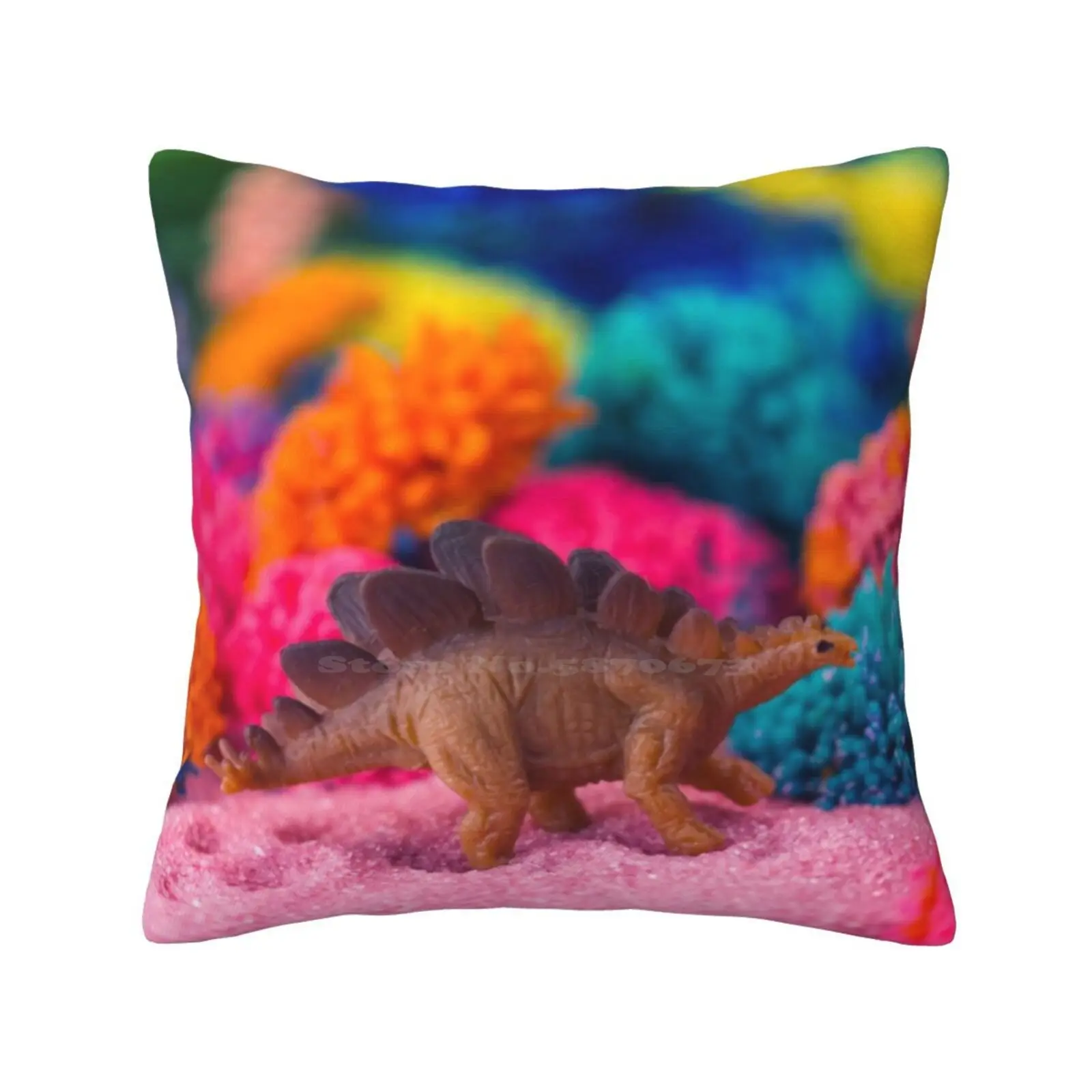 Dino On An Alien Planet Fashion Sofa Throw Pillow Cover Pillowcase Dinosaur Alien Outer Space Planet Colorful Rainbow Garden