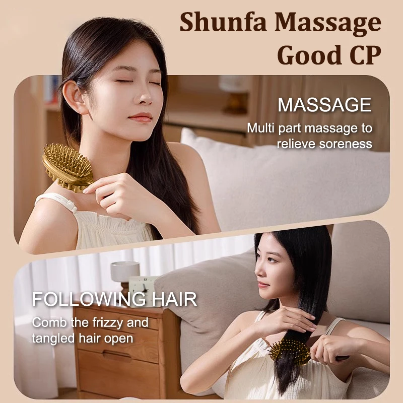 

Двусторонняя расческа с воздушным мешком из сандалового дерева для ухода за волосами, стимуляции кожи головы, антистатической защиты и поддержки кровообращения меридиана