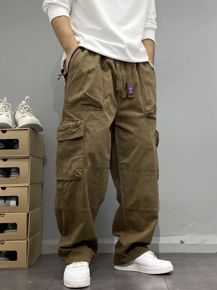 

Брюки для рабочей одежды American Sle, мужские свободные прямые брюки на молнии с несколькими карманами, повседневные брюки, модные уличные брюки