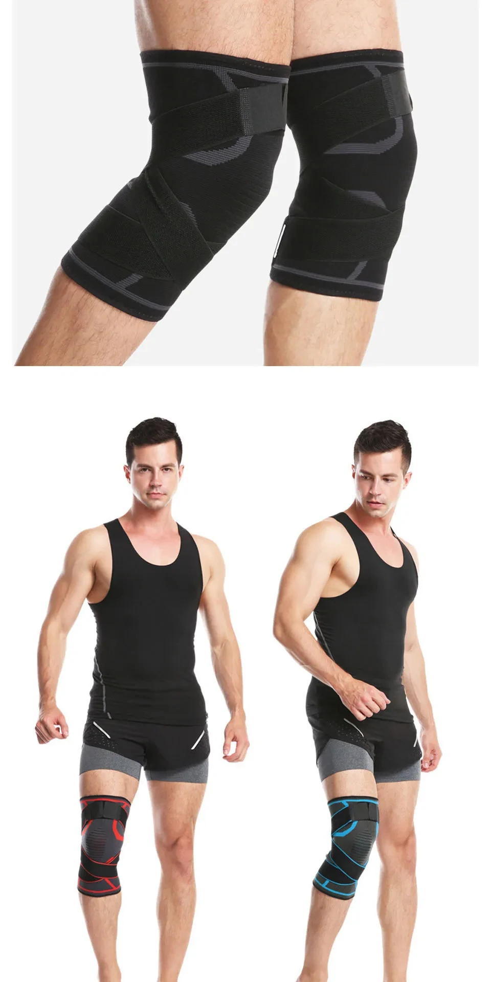 1pc Sport Fitness Knie Pads Unterstützung Bandage Hosenträger Elastische Nylon Sport Kompression Hülse für Basketball – Detail 9