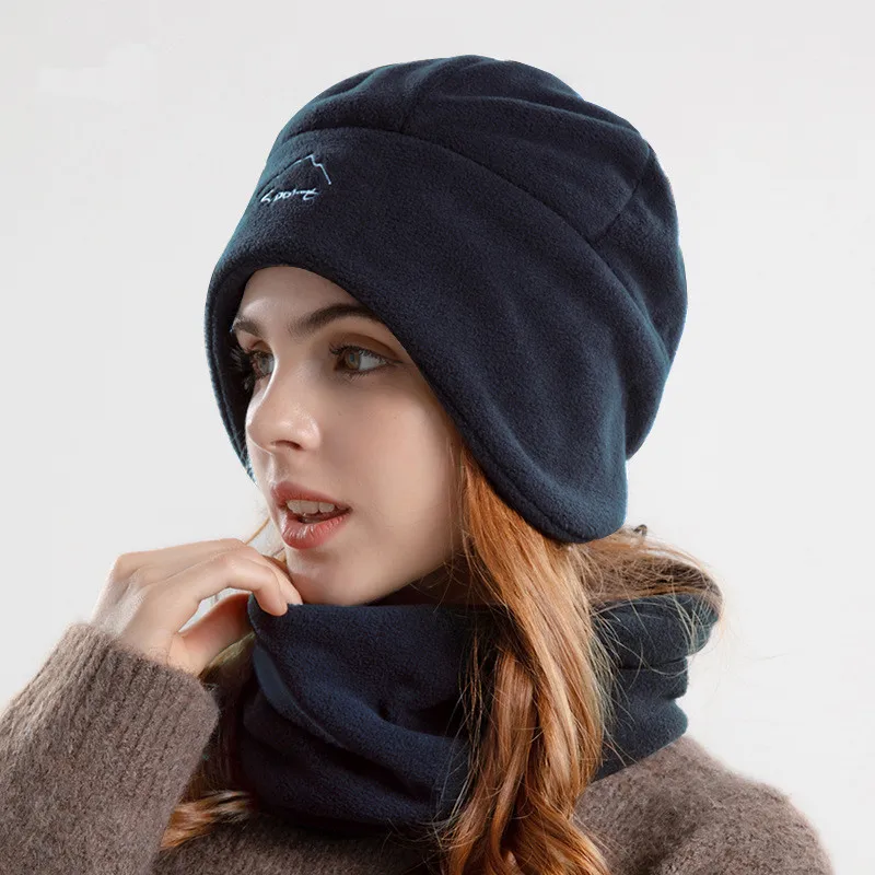 Winter Warm Hat Sets Cashmere Earflaps Cap Fleece Plush Beanie Scarf Hats Men Outdoor Ski Cycling Windproof Earmuffs for Women