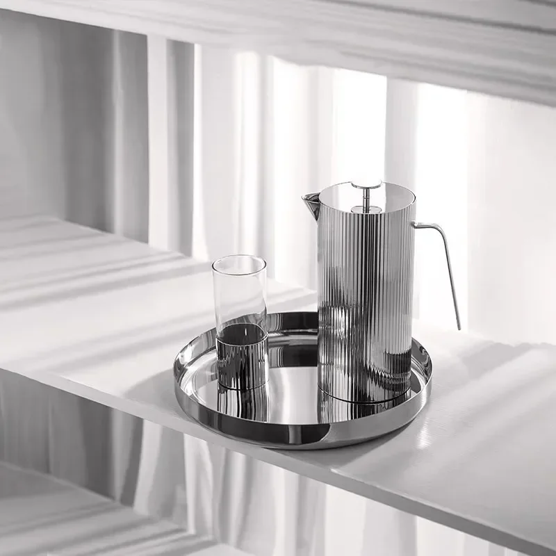 2L Luxury Striped Stainless Steel Kettle, Home Decoration, Kitchen Cold Water Bottle, Living Room Vase, Scandinavian Style Gift