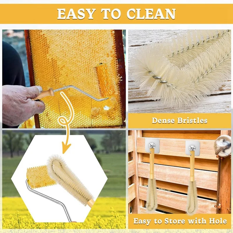 4 Pcs Honey Extractor Uncapping Needle Roller Tool With Wood Handle For Beekeeper, Honey Extractor Spinner Easy Install