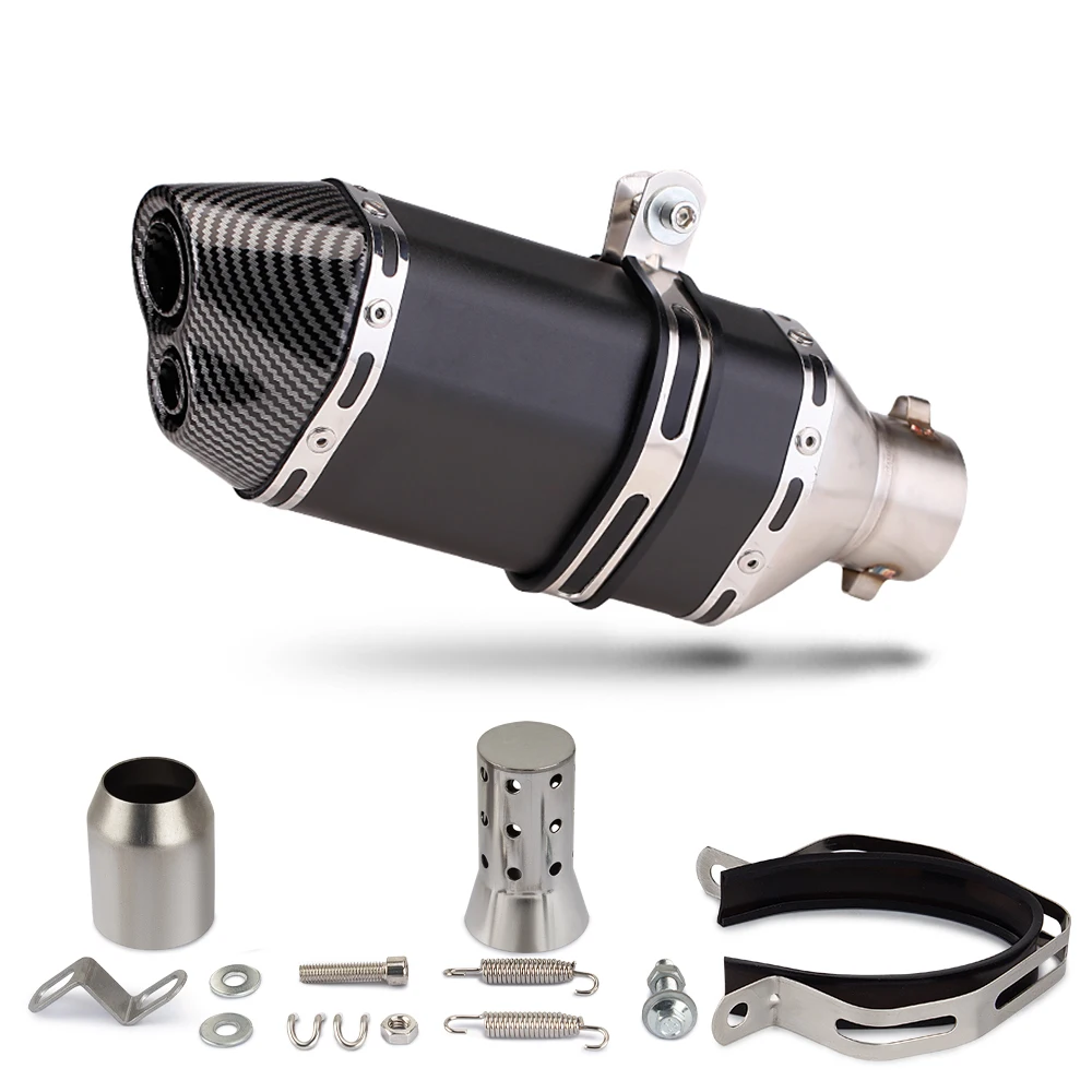 Silenciador de escape para motocicleta, silenciador de doble orificio de 300MM de largo, Universal, 51mm, para GY6 R6 R3 Z900 ZX6R ZX10 K7 MT07