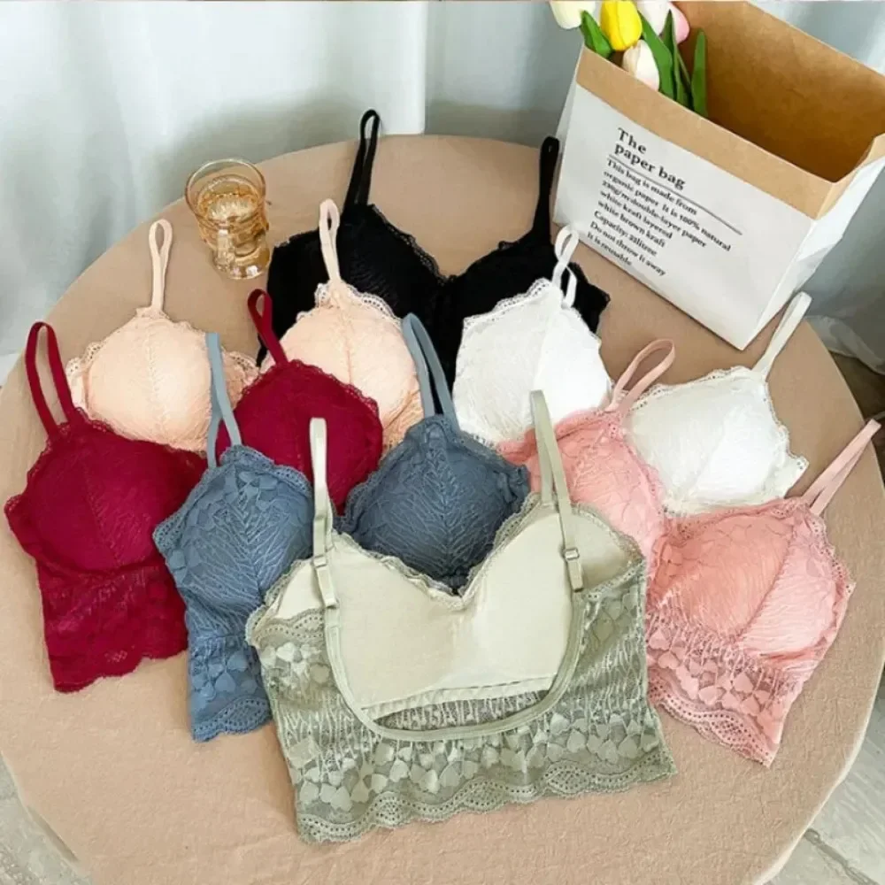 Lace U-shaped Women\'s Bras Open Back Bralette Wirefree Boneless Brassiere Floral Women Top Backless Underwear Bras