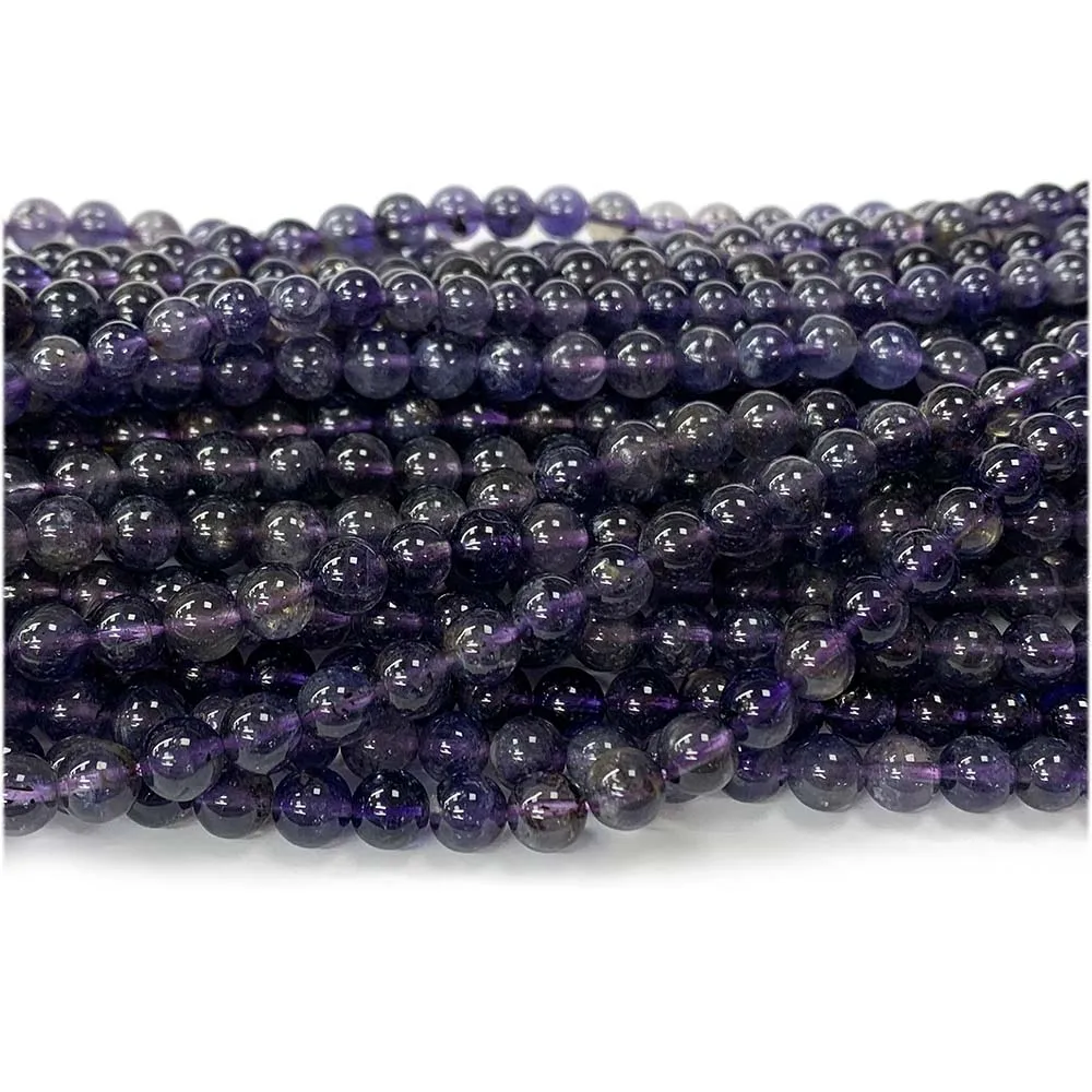 Veemake الطبيعية الأزرق الأرجواني Iolite جولة فضفاض الخرز لصنع المجوهرات الأحجار الكريمة كريستال عقد دي اي واي أساور القرط 07902