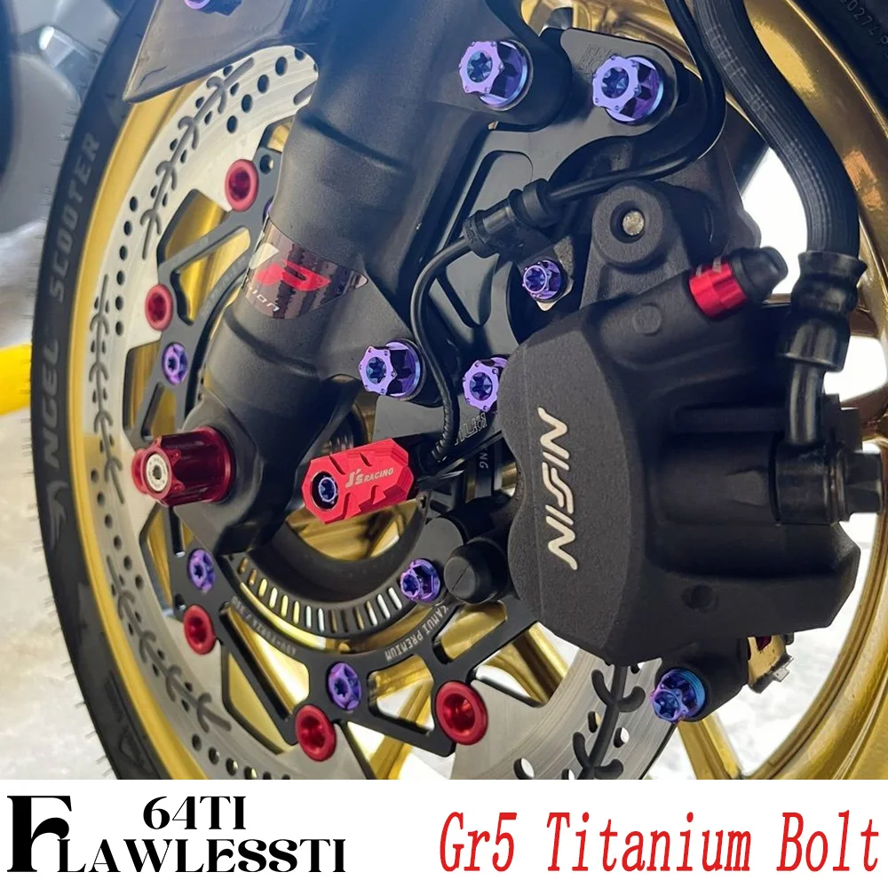 FLAWLESSTI Gr5 Titanium Bolt Brake Clutch Lever Disc CVT Box Rear Swing Arm Exhaust Pipe Bolt For Honda Forza 350
