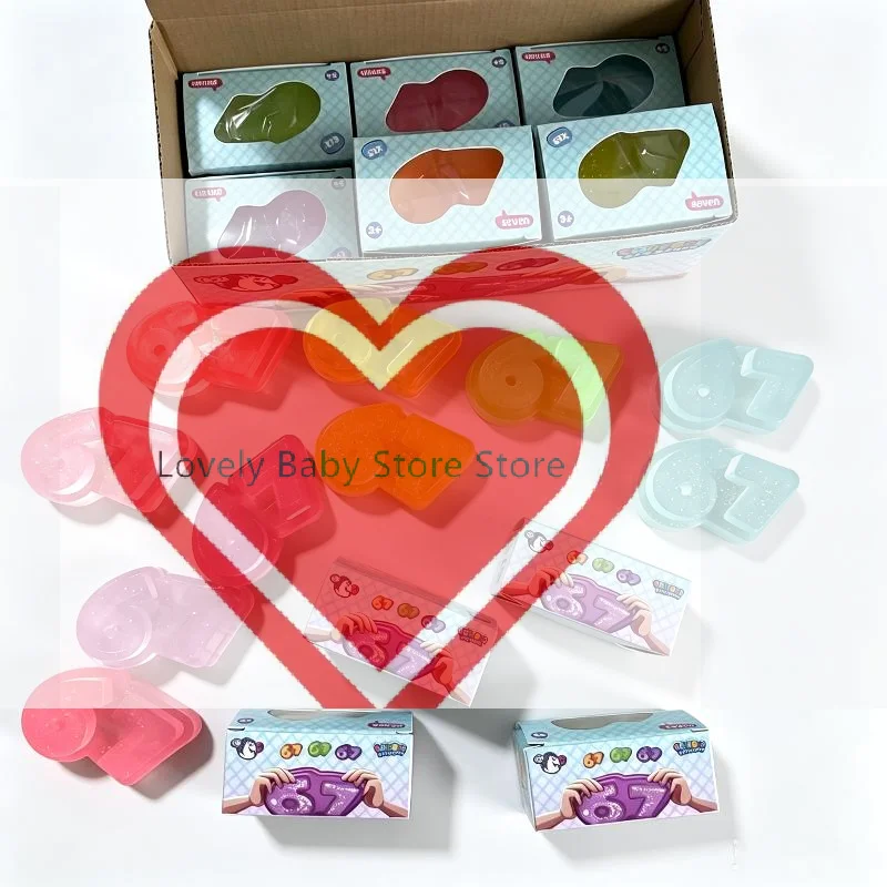 Number 67 TPR Squeeze Stress Relief Toy Transparent Glitter Squeeze Fidget Toy Soft Mochi Toys For Kid Adult Gift Desktop Decor