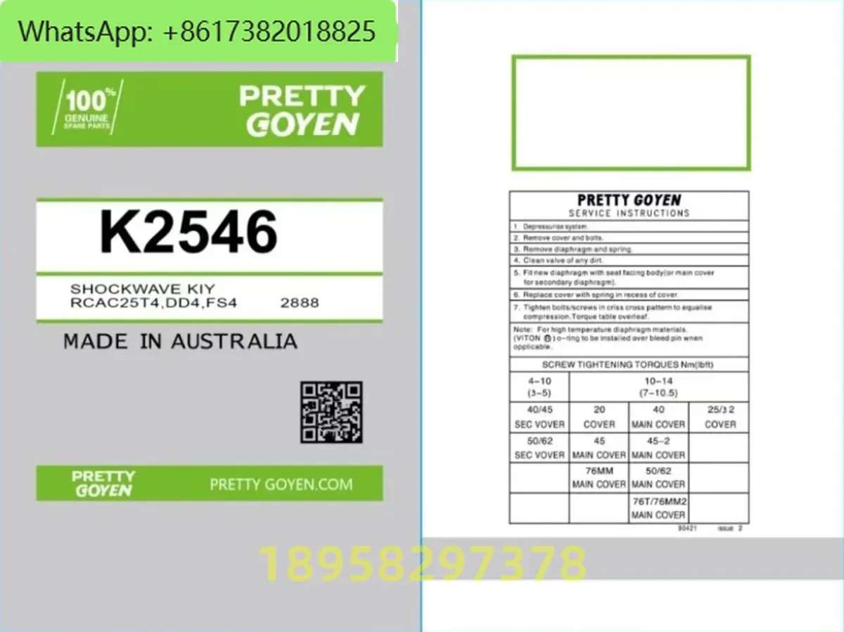 K2546 Impulsventil Pretty Goyen CAC25FS4 RCACN25FS4012 Membran-Reparatursatz