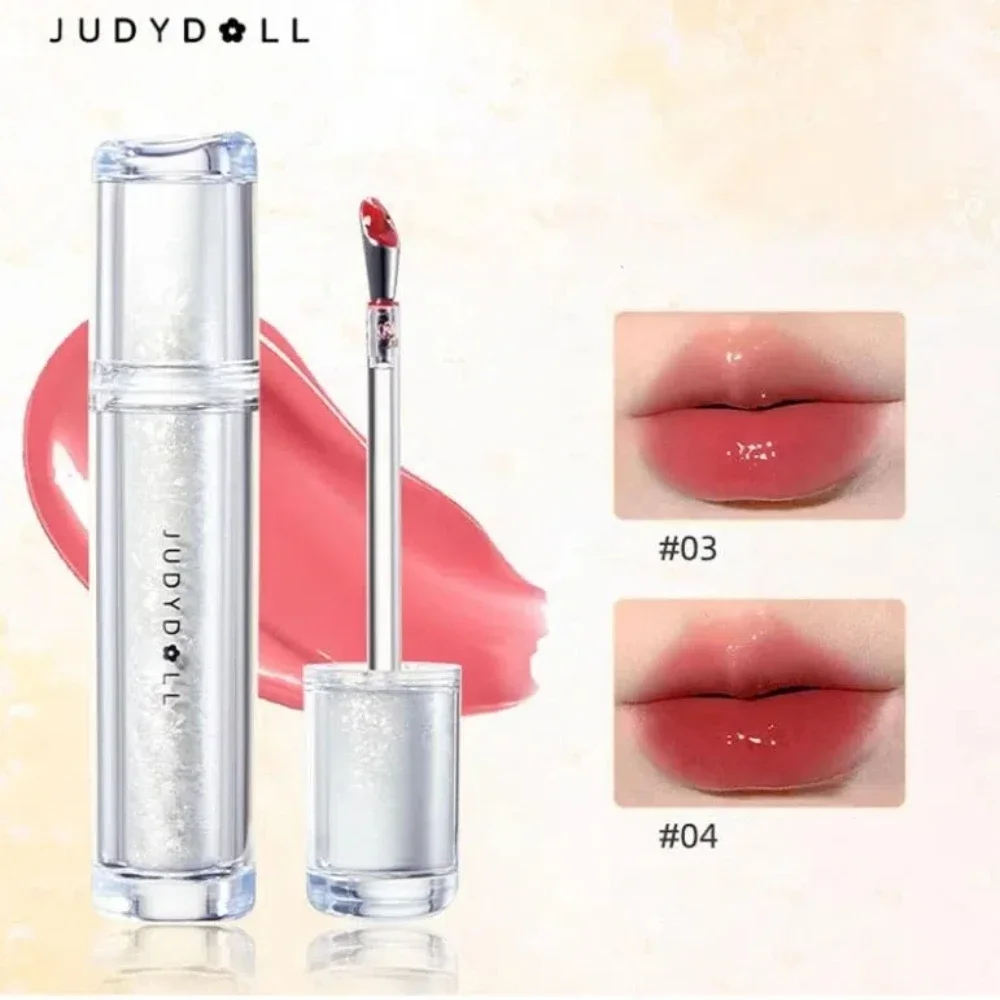 Judydoll Ice Iron Lip Glaze Lipsticks Non-Stick Cups Mirror Shine Watery Lip Lotion Metal Brush Head Makeup Cosmetics