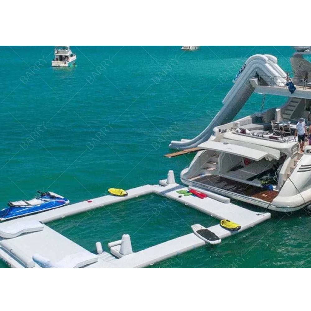 

Durable Drop Stitch Portable Floating Ocean Swimming Yacht Platform Pool Inflatable Sea Pool With Anti Jellyfish Net