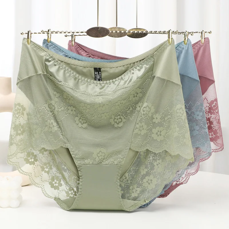 Large size Sexy Lace Panties Women's Modal Briefs High waist Boyshorts