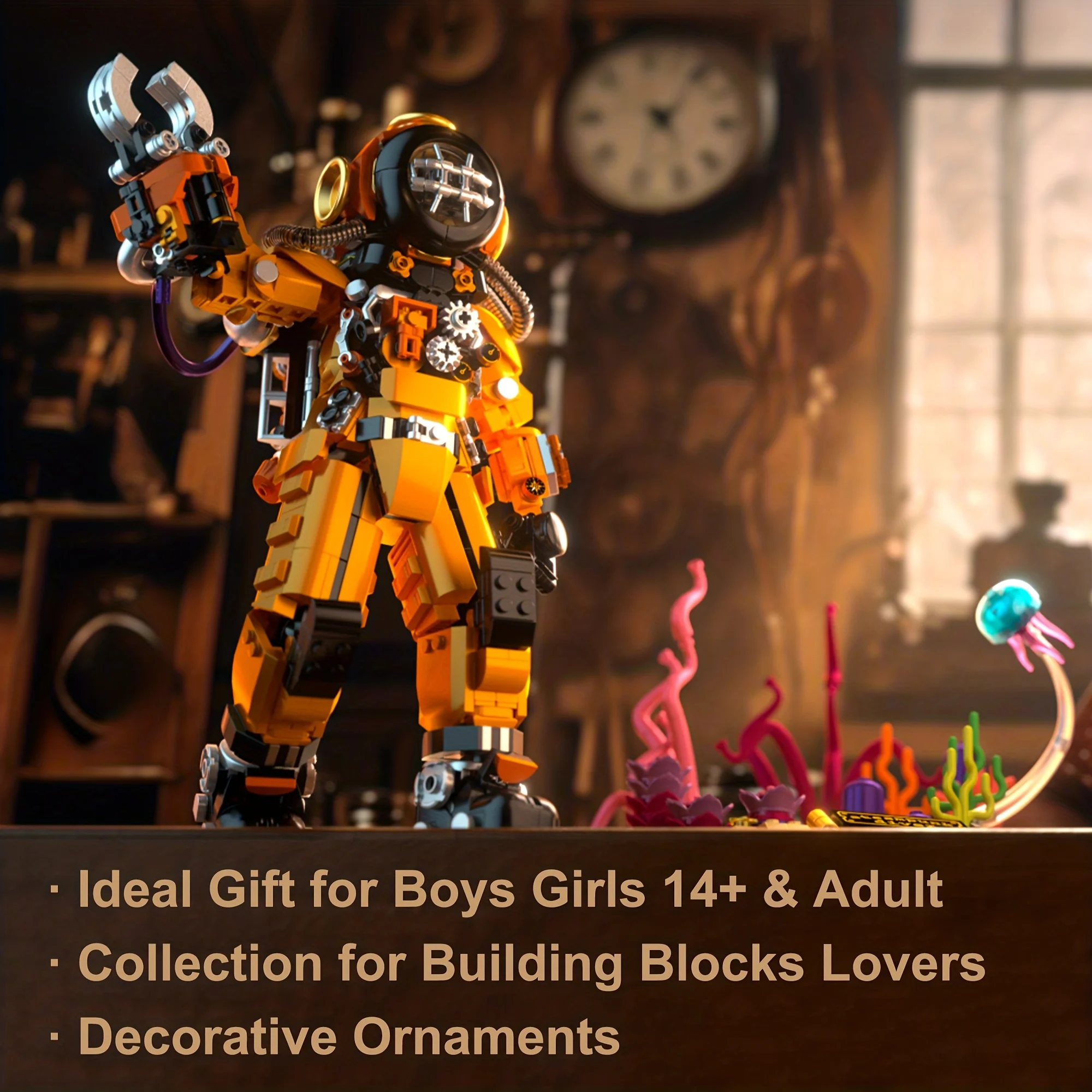 

1287pcs Steampunk Diver Building Blocks Set with Diver Suit Submersible Craft DIY Model Kit ABS Material Large Scale Collectible