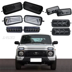 For Lada Niva 4x4 1995 Running Turn Signal Car Styling Accessories Tuning Lamp With DRL 2Pcs LED Daytime Running Lights