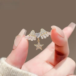 New Fashion Cute Zircon Crystal Heart Star Angel Wing Brooches for Women Girls Lapel Pin Jewelry Party Gifts