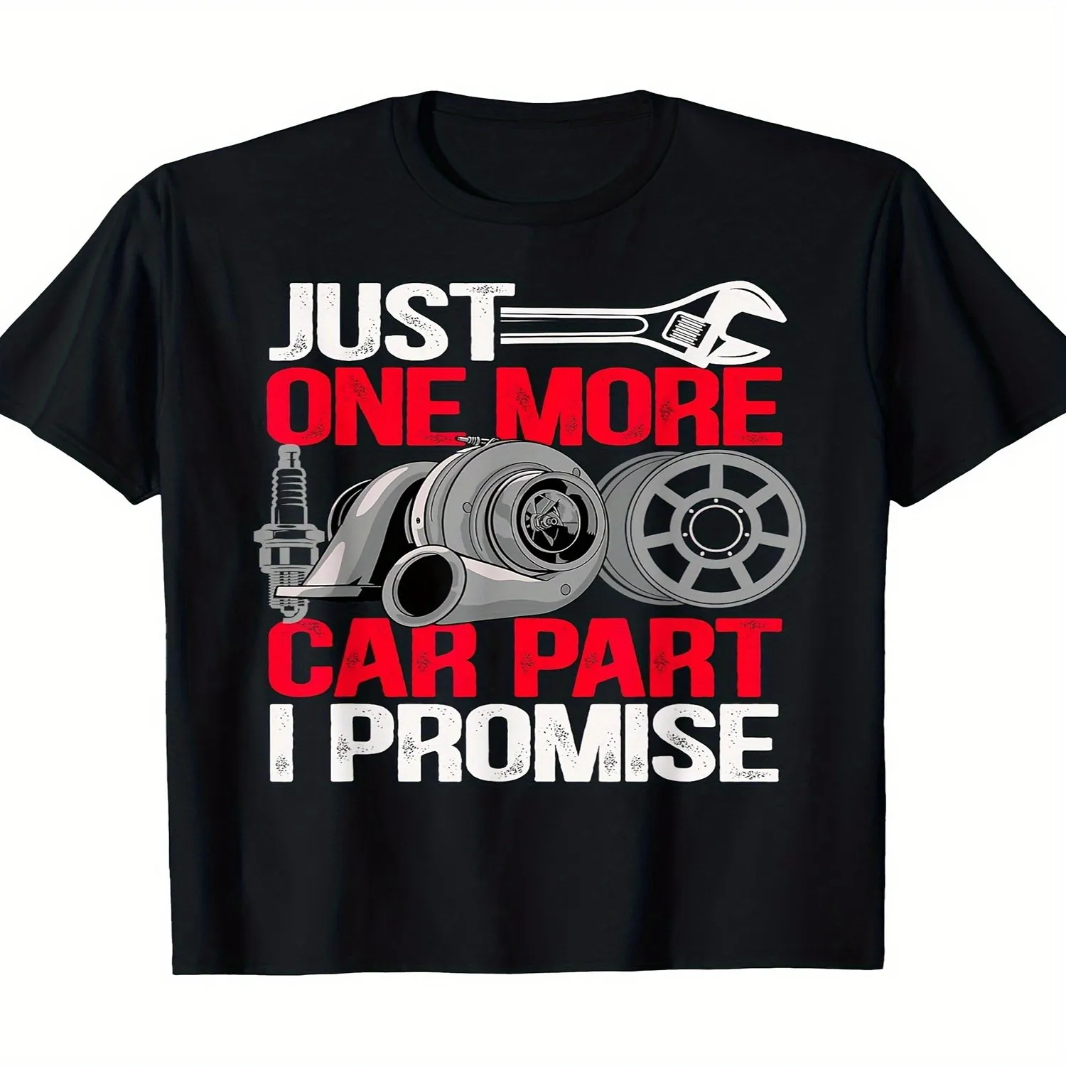 1pc Mechanic Humor Men's T-Shirt - 100 Cotton Casual Crew Neck Tee with Just One More Part I Promise Print, Boho Style, Regular Fit for All Seasons, All-Season, Family T-shirt BrightCoreStudio Br Unisex tshirt, Graphic tshirt