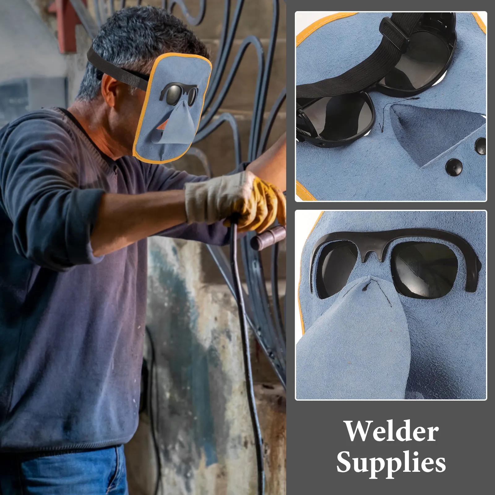 

Welding Mask Protective Gear Cowhide Wider View Safer Eyes Portable Easy Use Grinding Shield Solder Protection