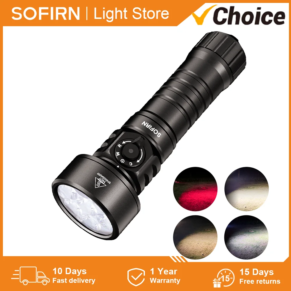 Sofirn SD11 IPX8 Waterproof Diving Flashlight 5000LM White&Red LED 224m Throw 26800 7500mah USB C Rechargeable Scuba Torch