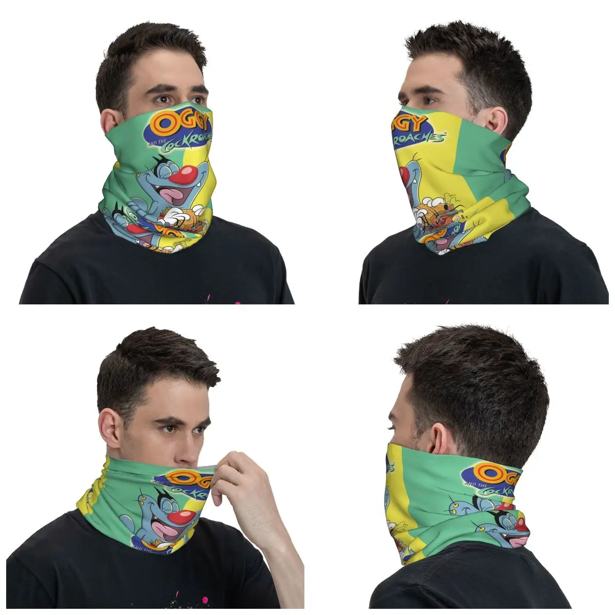 Custom Oggy And The Cockroaches Bandana Neck Gaiter for Hiking Hunting Women Men Wrap Scarf Comedy TV Show Headband Warmer