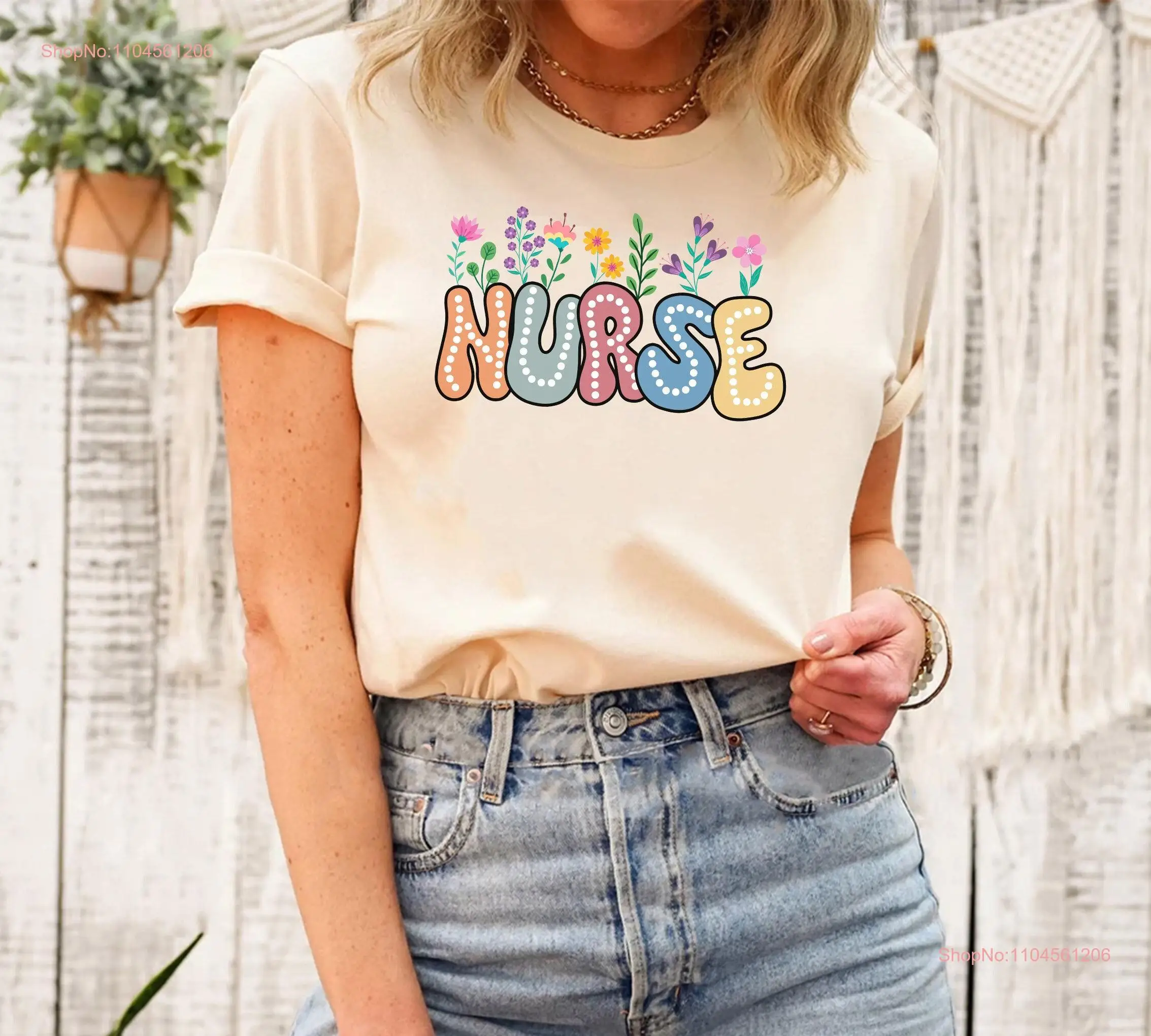 T-shirt d'infirmière rétro, fleurs sauvages, vêtements d'école de soins infirmiers, pull de vie mignon, manches longues ou courtes pour remise de diplôme