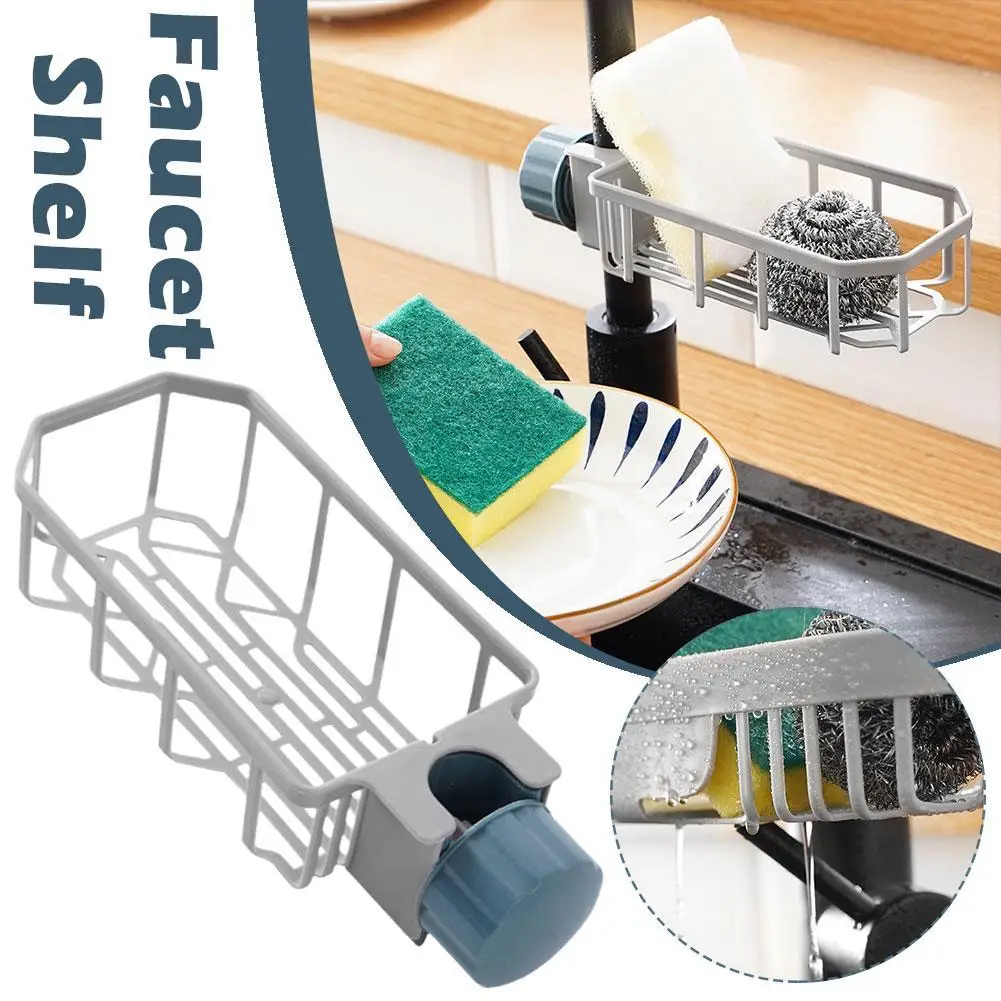 Escurridor de fregadero ajustable con esponja, soporte para grifo de almacenamiento, organizador de accesorios, escurridor de cesta de baño, estante para jabón, Kitch D1F0