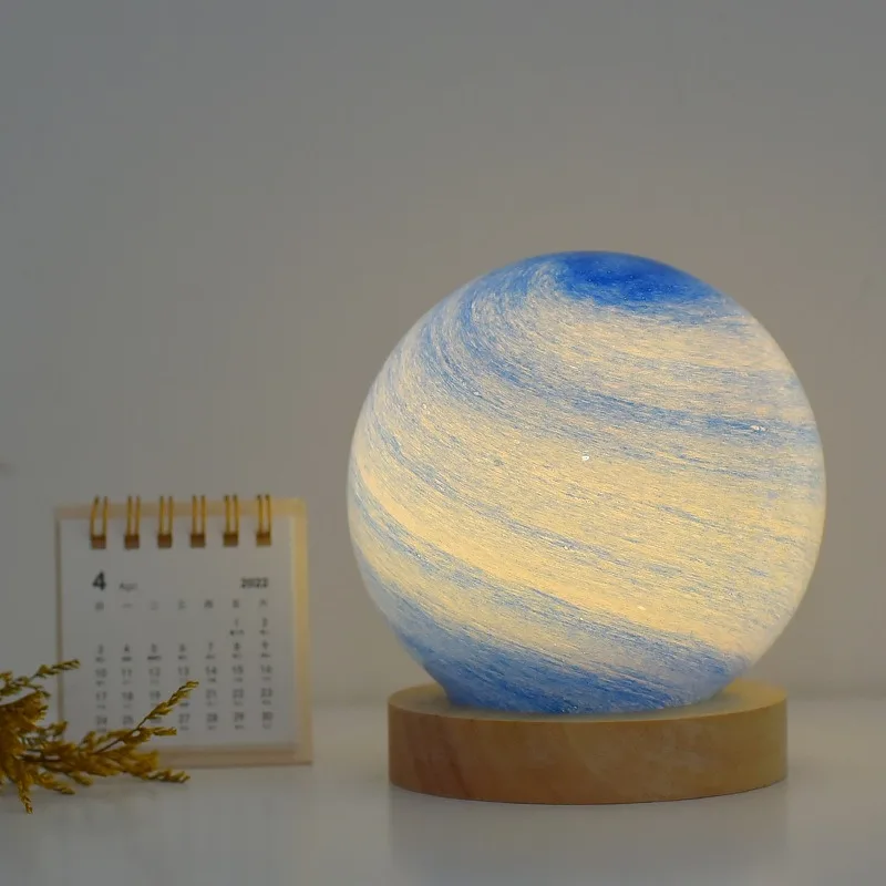 Lámpara de escritorio nórdica, lámpara de ambiente para dormir en dormitorio, lámpara de noche, lámpara de noche de cristal, lámpara de estrella, lámpara de luna, lámpara de planeta, Idea de regalo