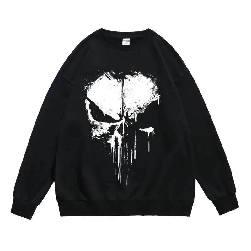 الجمجمة نمط مطبوعة الخريف والشتاء الرجال الجديدة طويلة الأكمام البلوز جولة الرقبة طويلة الأكمام البلوز