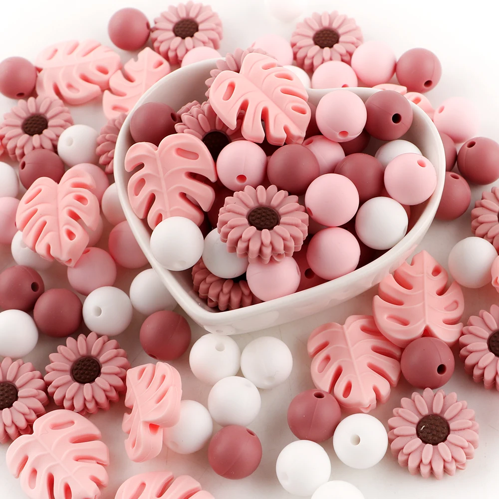 

40pcs/Lot New Daisy/Leaf/Round Bead Mixed Set For Making Jewellery DIY Bracelet Necklace Earring Pen Keychain Etc Accessories