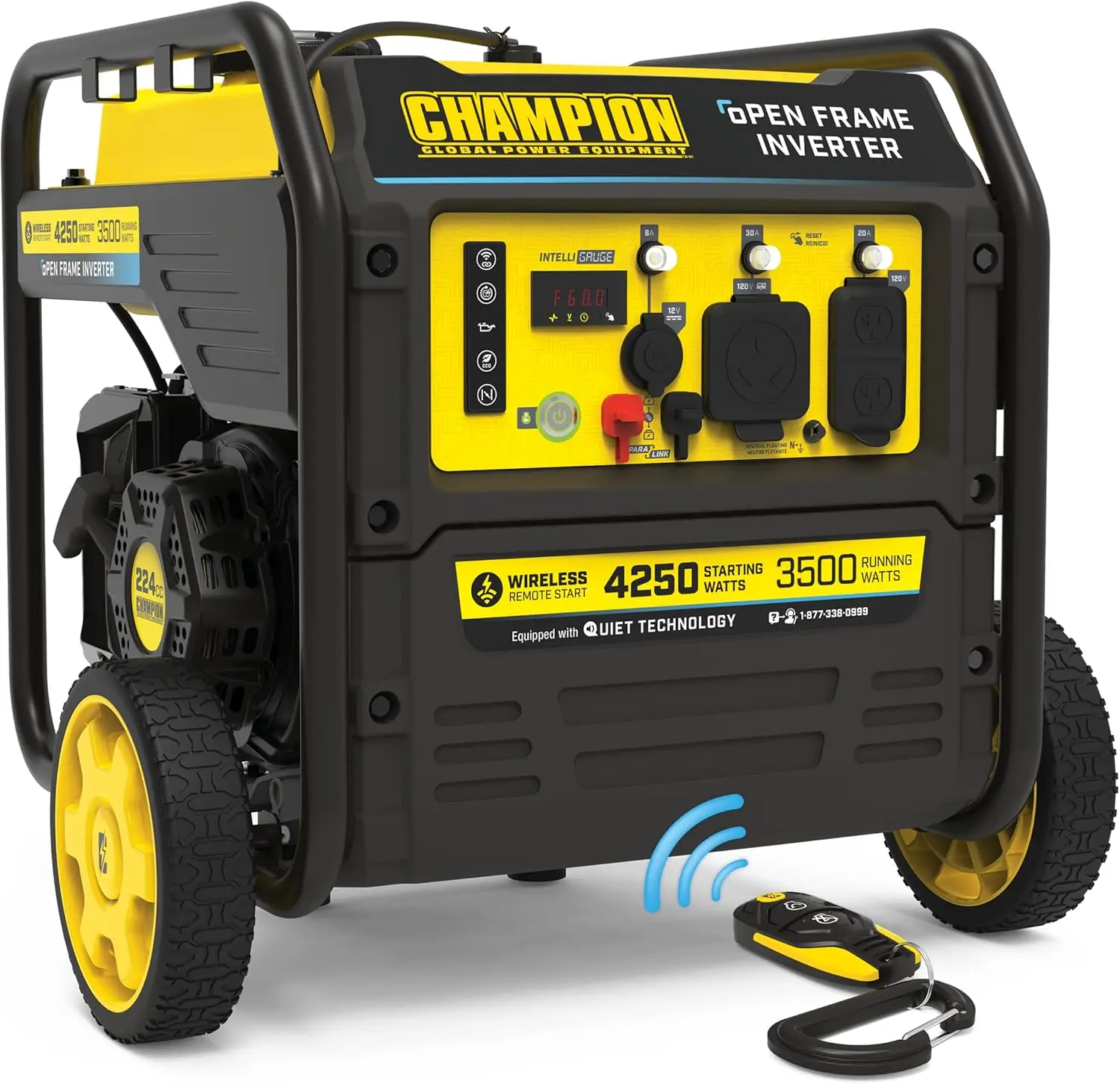 

4250-Watt Wireless Remote Start RV Ready Portable Open Frame Inverter Generator with Quiet Technology