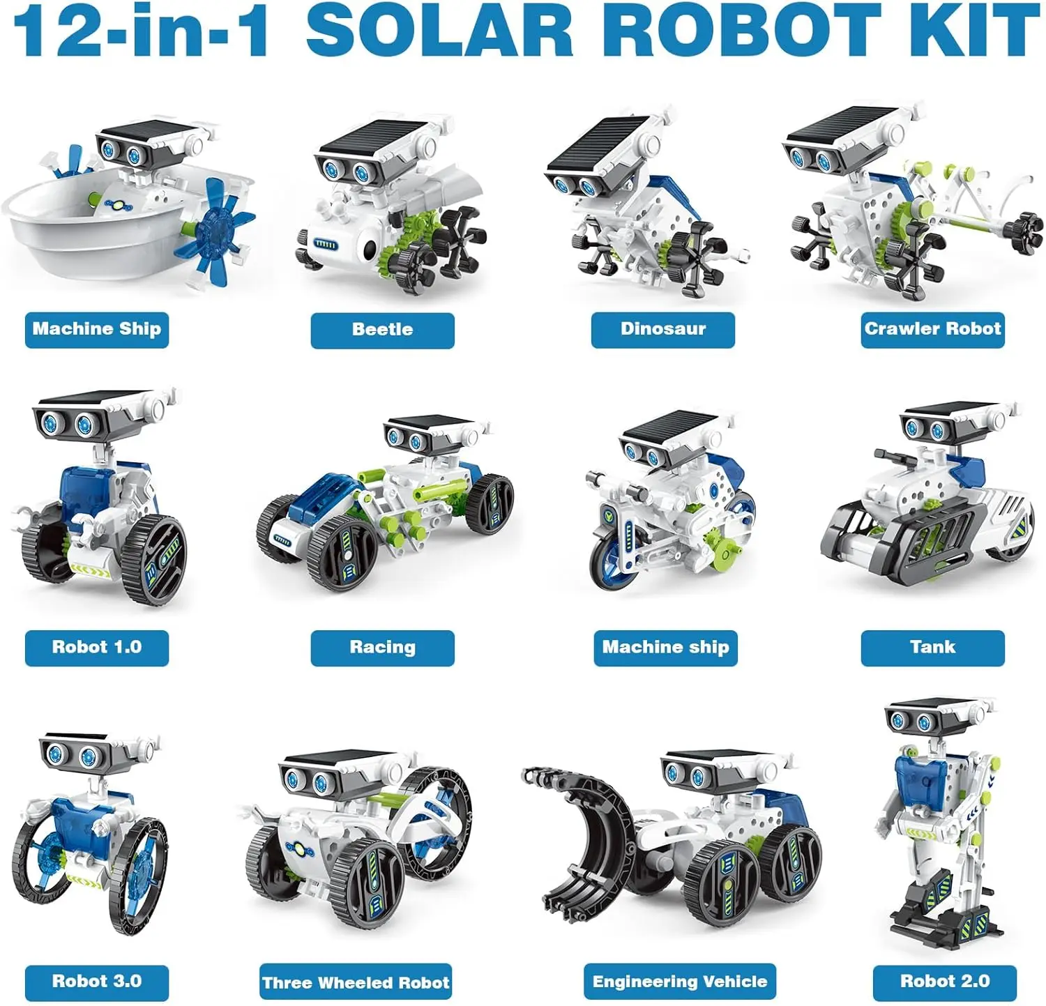 12 In 1 Solar Powered Robot Self-Assembly Science And Education Manual DIY Assembly Building Blocks Children\'s Puzzle Toys