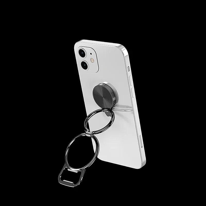 Metall faltbarer Telefon halter 360-Grad-Drehständer Doppel fingerring runder Handy Universal tragbarer Metallst änder – Detail 9