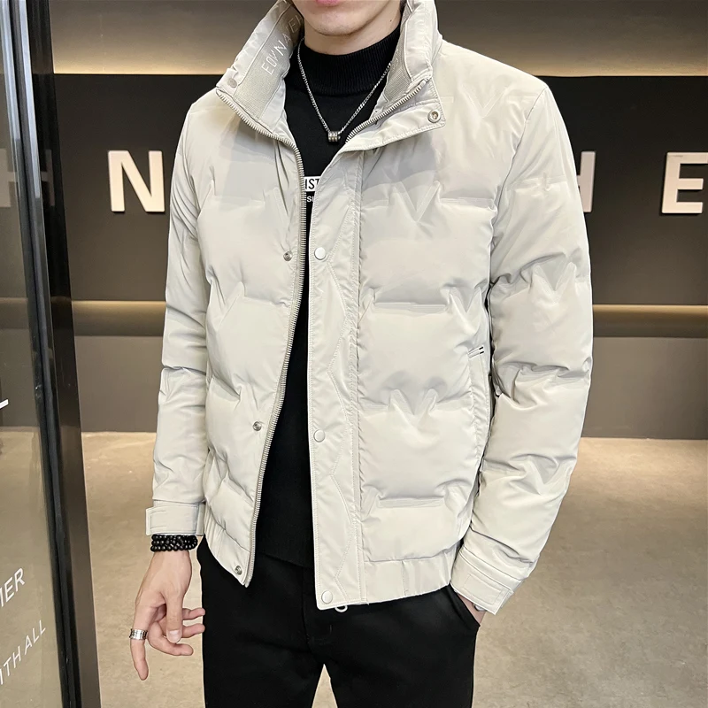 

Men's Lightweight down Jaet White Du Feather ort Sle Stand Collar Faionable Urban Warmth Winter Outerwear Coat