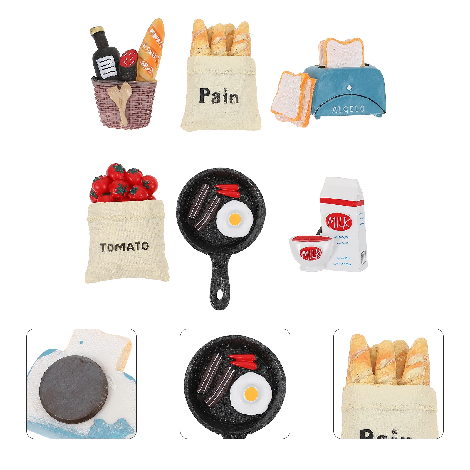 

6pcs Bread Basket Magnetic Fridge Creative Kitchen Decor Smooth Edge Lovely Magnet Stickers For Home Party Wall Microwave Oven