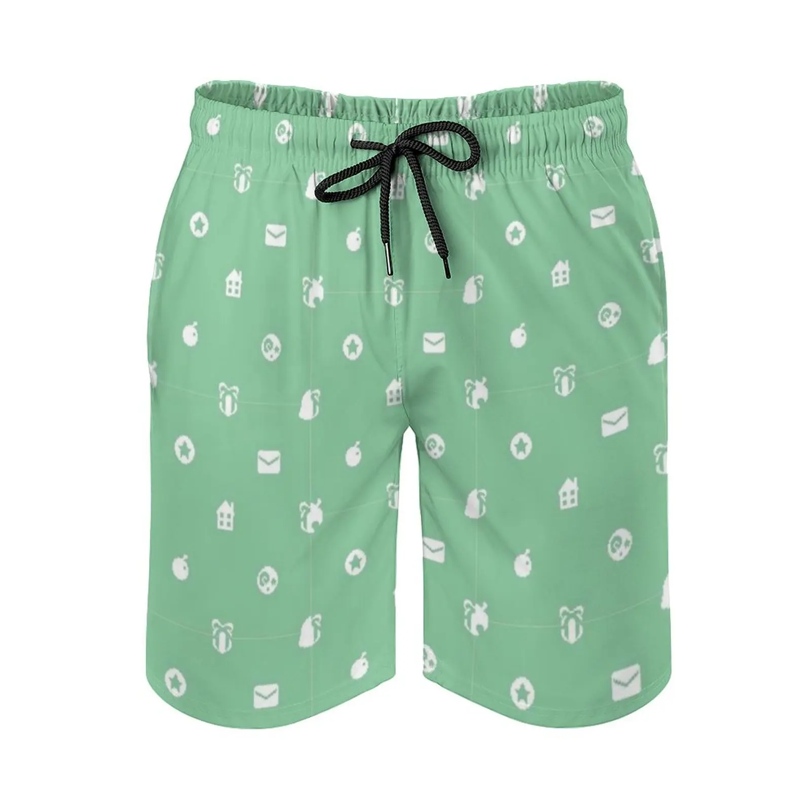 

Cute Green New Leaf Surfing Beach Shorts Men'S Boardshorts Patchwork Surf Swim Short Pants Cute Green New Leaf Green Pastel