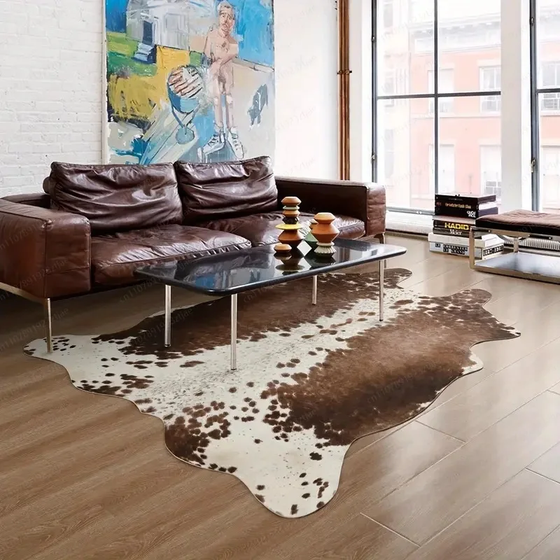 Amazon Hot Sale Faux Cowhide Rug Washable Stain Resistant for Living Room Bedroom Home Decor Carpet