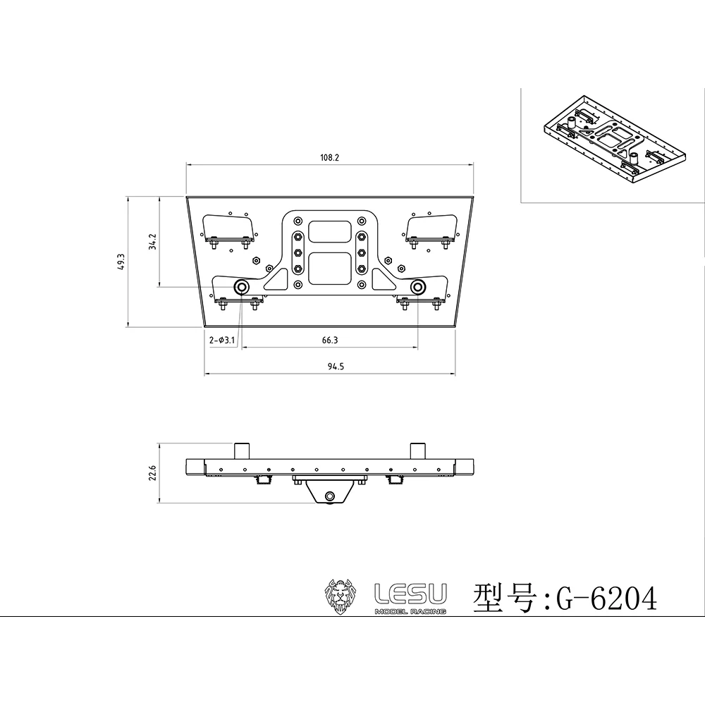 

LESU Metal Front Tow Hook Model for Toys 1/14 RC Tractor Truck R470 R620 R730 Car DIY Accessories Spare Part TH23081