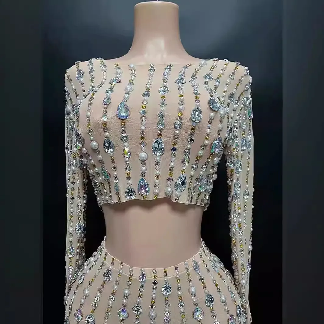 زي حجر الراين فتاة زي مجموعة شبكة الطابق طول فستان حفلة سهرة Vestidos Festa Luxuosos ملابس الحفلات فستان للنساء