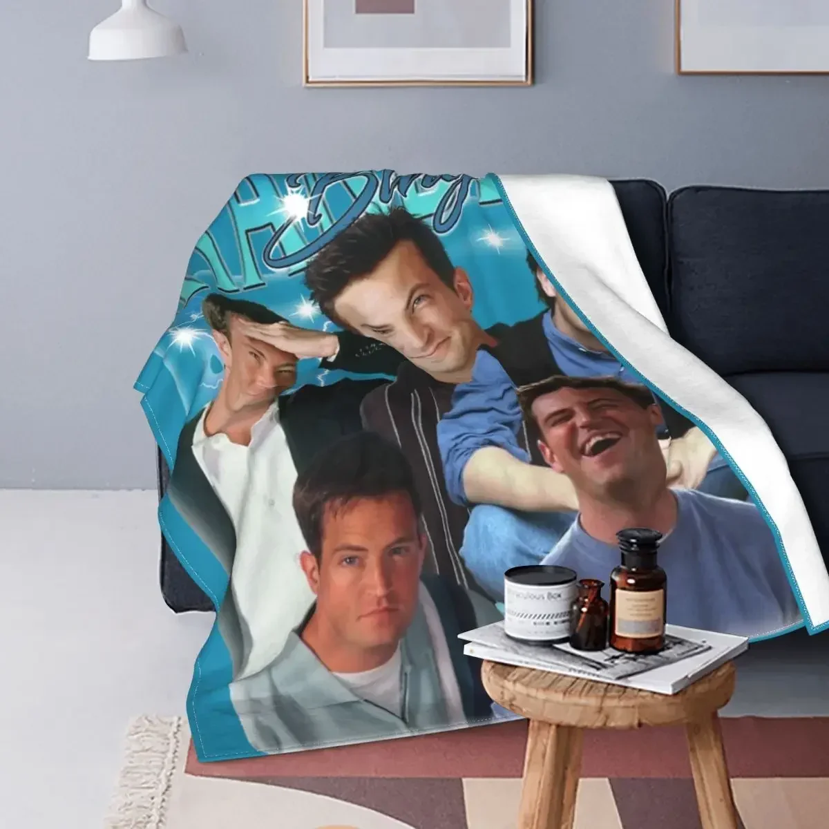 Rest In Peace Friends Chandler Bing Matthew Perry Flannel Blanket Custom Throw Blanket for Sofa Bedding Lounge Bedspreads