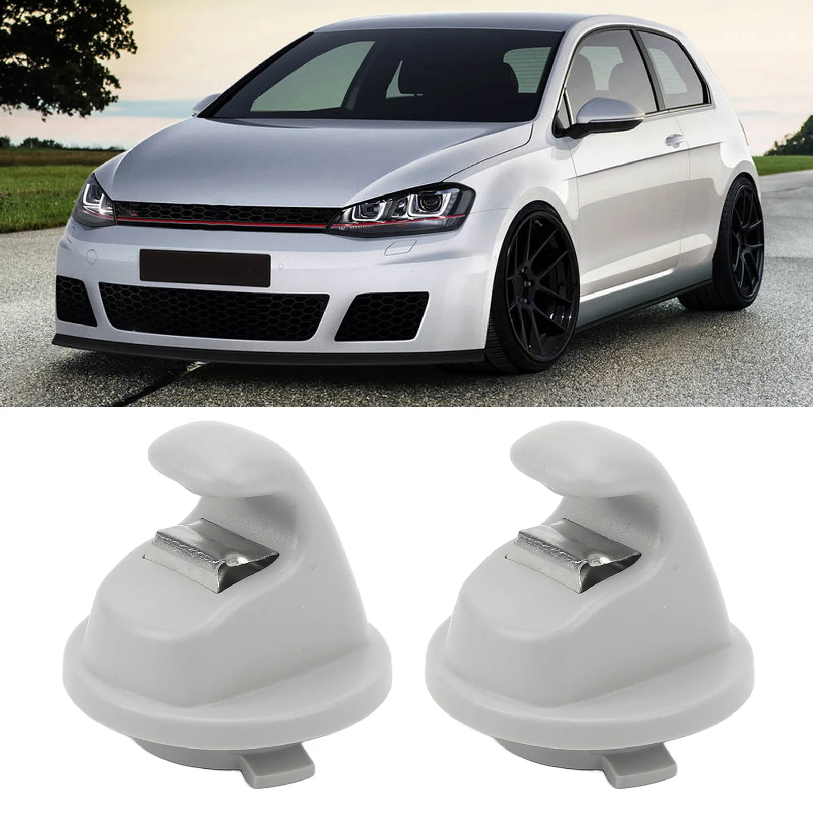 2Pcs Car Sun Visor Clip Gray Interior Hanger Hook Clip Bracket 5G0857561B Fit for Volkswagen VW Seat Tarraco 2019 2020 2021 2022