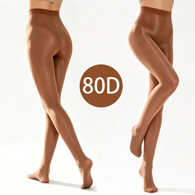Women 80D Nylon Footed Yoga Pantyhose Reinforced Crotch Panel S M L XL Plus Size Nightclub Singer Stage Performance Tights Stock