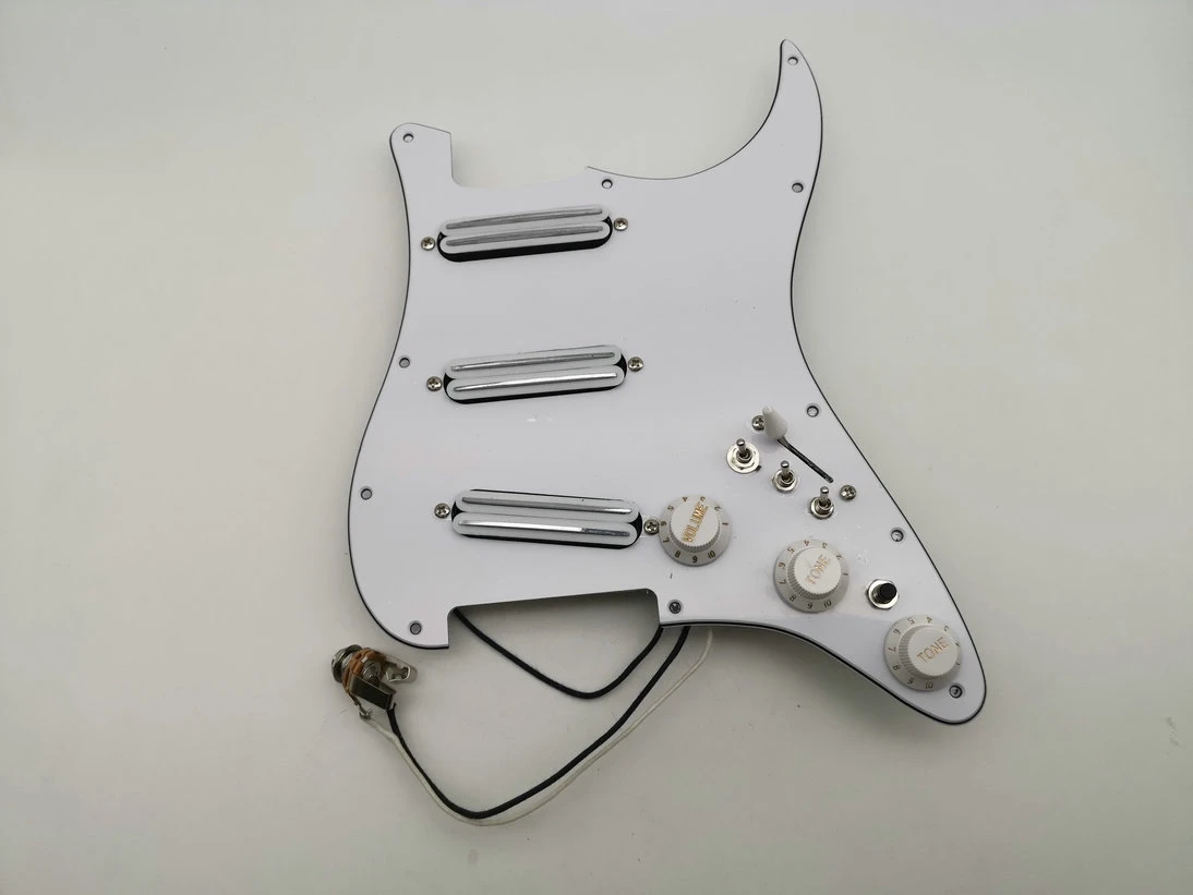 

White Loaded Prewired Pickguard with SSS B500K / A500K Tone Dual Track Pickups
