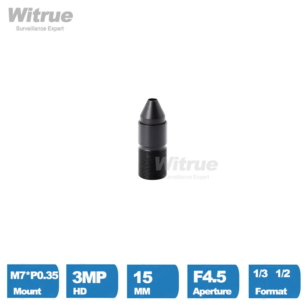 Witrue Pinhole Lens M7 *P0.35 Mount HD 3MP 15mm Aperture F4.5 Format 1/3 1/2 with 650nm IR Flter for Security Cameras