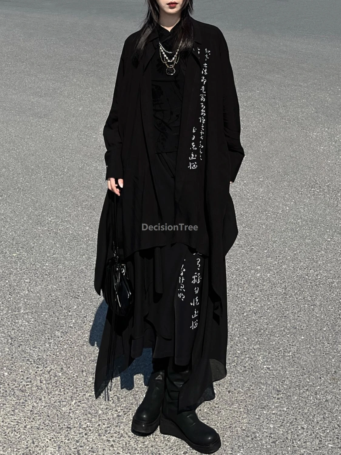 

Vintage chinese style classical pants Asymmetrical Hem Calligraphy Printing design Pants Daily Streetwear temperament trousers
