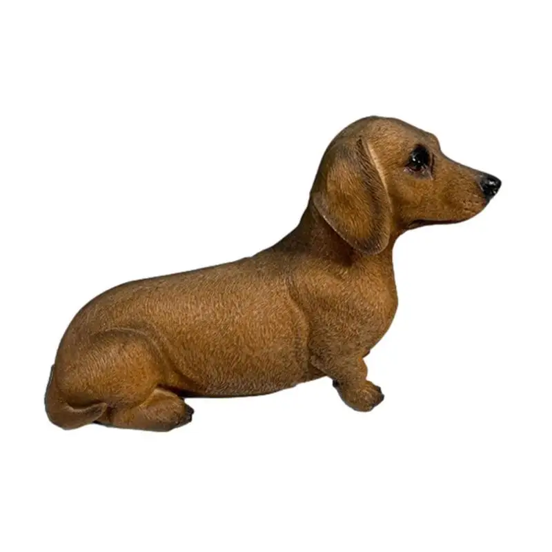 Dog Statues Home Decor Dachshund Ornaments Dog Figurine Puppy Statue Desk Decor Brown Dachshund Resin Crafts Table Centerpieces