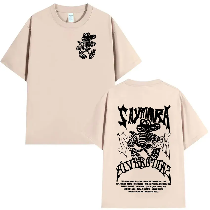 مغني الراب ألفارو دياز سايونارا 2025 ألبوم تي شيرت مطبوع الرجال النساء ريترو عالية الجودة موضة تي شيرت عادية ملابس علوية من القطن تي شيرت
