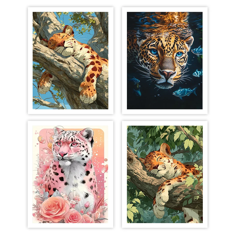 

GATYZTORY Painting By Number Adults Animals leopard Picture Drawing Color Markers Framed Wall Art Modern Crafts Acrylic Paints