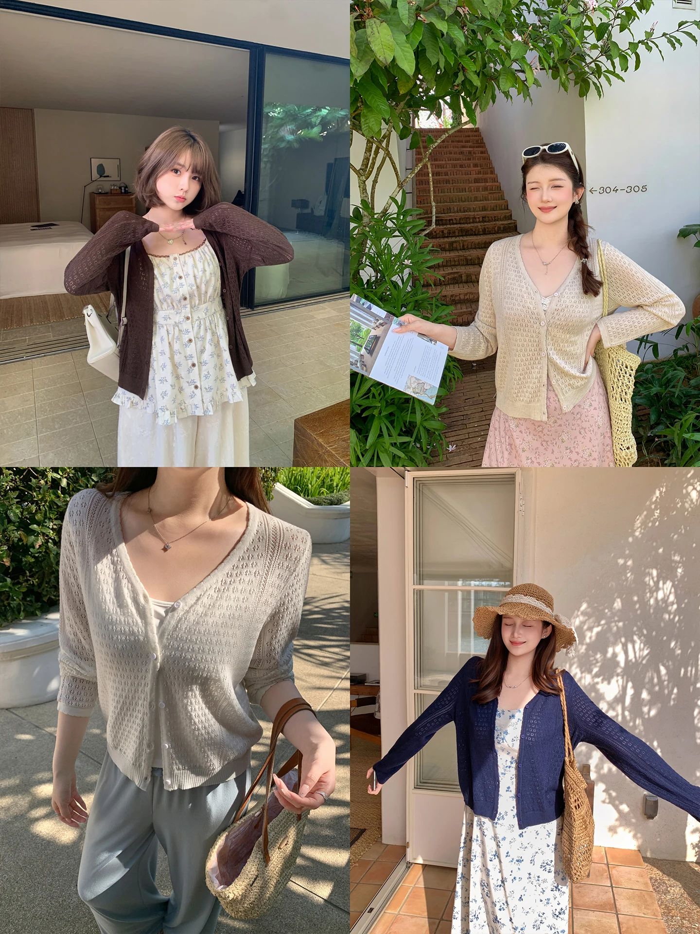 

Maxixe plus Size Women's Knitted Hollow out Cardigan Gentle Healing Sle Casual Loose Fit Long Sve V-Ne Spring Wear