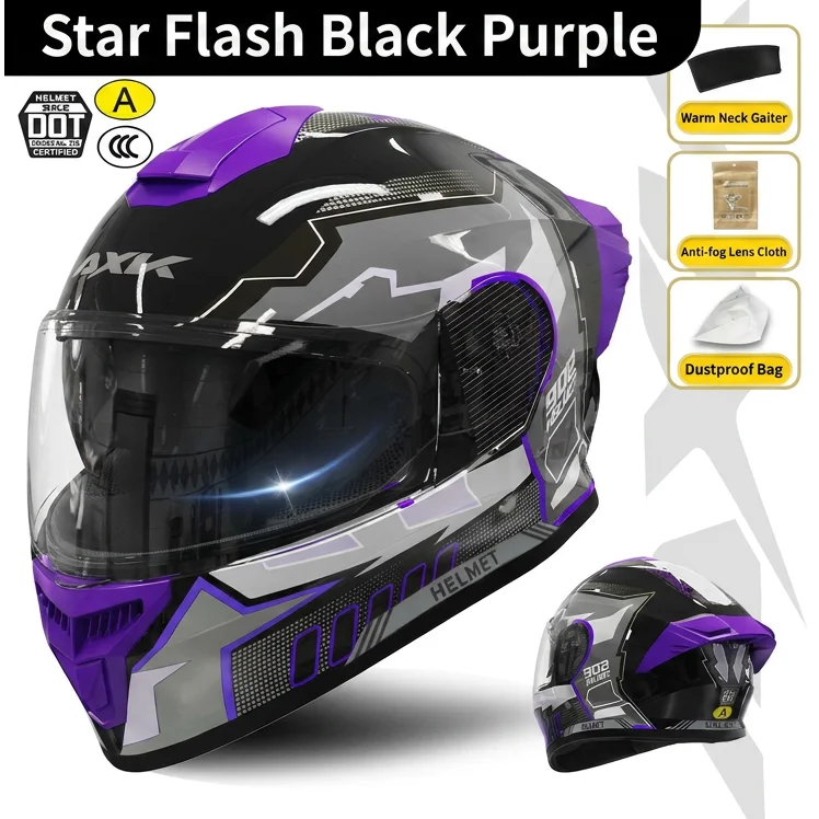 Casco de Motocicleta Integral para Carreras, Scooter, Casco Moto, Capacetes de Motociclista, Visores Dobles, Homologado por DOT